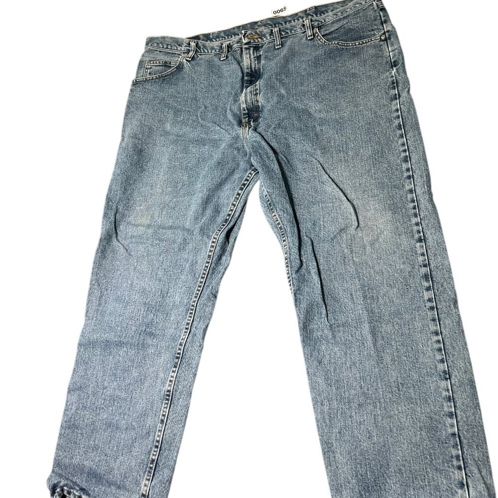 Wrangler Jeans Men 46 x 30 Grey Denim Cotton Light Wash Relaxed Fit Straight Leg